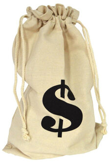Funny Fashion Cowboy Western Thema Geldzak - 1x - stof - dollar teken - verkleedaccessoire Beige