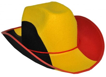 Funny Fashion Cowboyhoed supporter Belgie - landen vlaggen verkleed feestartikelen - Verkleedhoofddeksels Multikleur