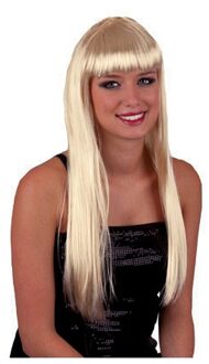 Funny Fashion damespruik - blond - met pony en lang stijl haar - carnaval