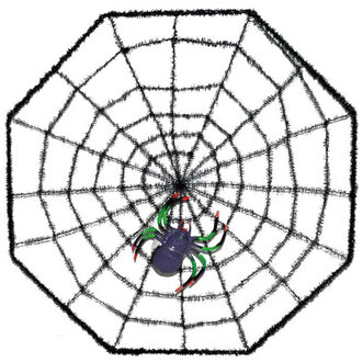 Funny Fashion Decoratie Spinnenwebben - 37 x 37 cm - Halloween thema versieringen met spin - horror sfeer