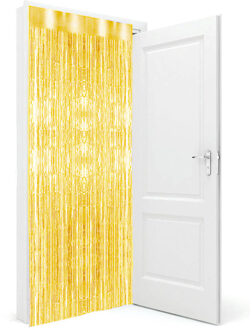 Funny Fashion Deurgordijn - 2x stuks - metallic goud - 200 x 100 cm - folie - deurversiering gordijn - versiering