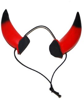 Funny Fashion Duivel hoorns aan elastiek - rood/zwart - verkleed accessoires