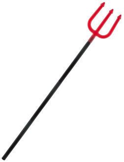 Funny Fashion Duivel Trident/Drietand vork - 113 cm - rood - plastic - verkleed accessoires