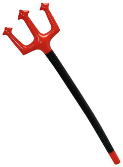 Funny Fashion Duivel Trident vork - opblaasbaar - 152 cm - rood - plastic - verkleed accessoires - Feestdecoratievoorwer
