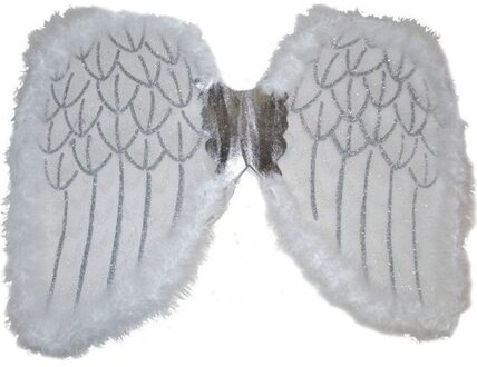 Funny Fashion Engelen verkleed vleugels wit 36 cm - voor volwassenen