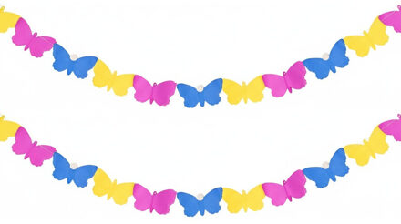 Funny Fashion Feestslinger met vlinders - 2x - gekleurd - 400 cm - papier - brandvertragend - voorjaar thema
