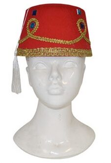Funny Fashion Fez hoed met decoratie voor volwassenen