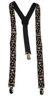 Funny Fashion Flower power bretels peace tekens - Verkleedbretels Multikleur