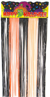 Funny Fashion Folie Deurgordijn zwart en oranje Happy Halloween 180 cm