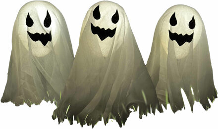 Funny Fashion Funny Halloween 3x LED verlichte spoken - voor buiten in de tuin - op batterijen - 160 x 43 cm - Feestdecoratievoorwerp