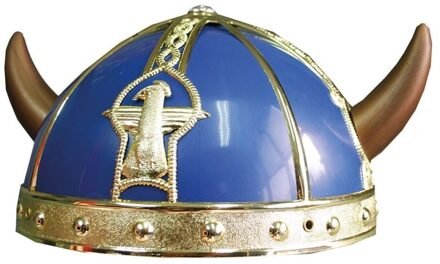 Funny Fashion Gallier/Vikingen verkleed helm blauw met hoorns