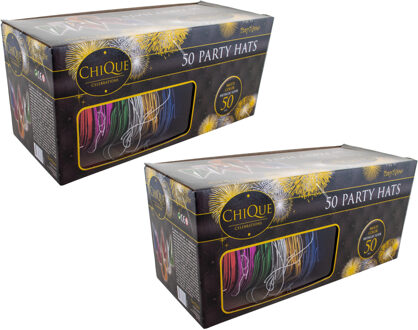 Funny Fashion Gekleurde kartonnen feesthoedjes - glitters en multi kleuren - 100x stuks - verjaardag
