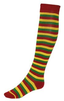Funny Fashion Gekleurde verkleed sokken / kousen - rood-geel-groen - clowns sokken - volwassenen Multi