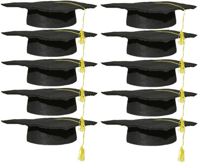 Funny Fashion Geslaagd thema hoedje voor kinderen - 25x - verkleed feestartikelen - afstudeer hoedje - zwart