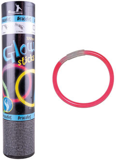 Funny Fashion Glow in the dark armbandjes - 100x - rood - 25 cm - neon glow