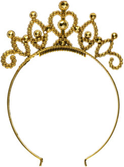 Funny Fashion Gouden kroon diadeem/tiara - kunststof - dames/meisjes - prinses - foute party