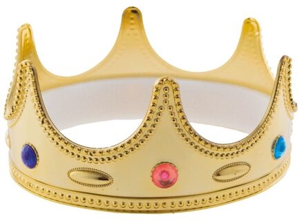Funny Fashion Gouden verkleed accessoires kroon - voor kinderen - kunststof - verkleden - koning - prins Goudkleurig