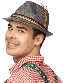 Funny Fashion Grijs Duits Tiroler hoedje voor volwassenen - Oktoberfest hoeden - Alpenhoedje/jagershoedje