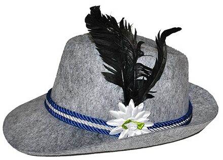 Funny Fashion Grijs Tiroler Oktoberfest verkleed hoedje voor volwassenen