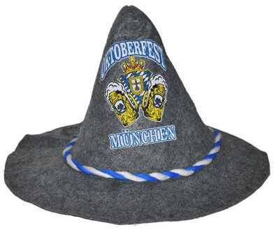 Funny Fashion Grijze Munchen Oktoberfest zeppelhoed voor volwassenen - Verkleedhoofddeksels Grijs
