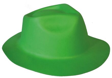 Funny Fashion Groene trilby hoed van foam verkleedaccessoire voor volwassenen