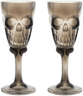 Funny Fashion Halloween drinkbeker/kelk - 2x - horror thema - 15 cm - plastic - carnaval/verkleed artikel