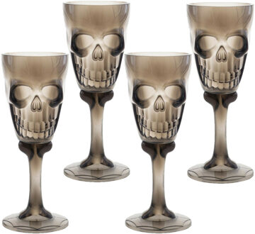 Funny Fashion Halloween drinkbeker/kelk - 4x - horror thema - 15 cm - plastic - carnaval/verkleed artikel