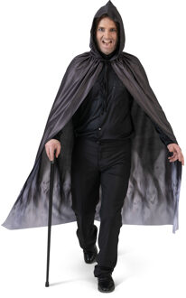 Funny Fashion Halloween Duivel/Vampier/Geest verkleed cape met capuchon - voor volwassenen - zwart - polyester One size