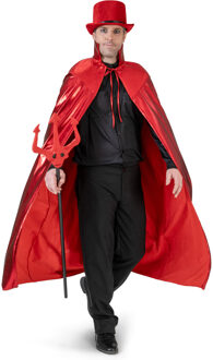 Funny Fashion Halloween Duivel/vampier verkleed cape met opstaande kraag - voor volwassenen - rood - polyester - One size