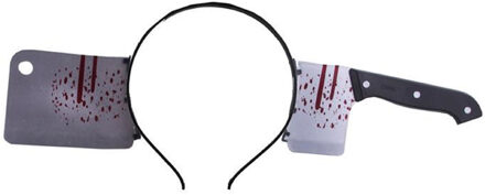 Funny Fashion Halloween / Horror diadeem - bloederige hakbijl - kunststof - verkleedaccessoires Donkergrijs