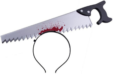 Funny Fashion Halloween/horror verkleed diadeem - bloederige zaag - kunststof - verkleedaccessoires - Verkleedhoofddeksels Grijs