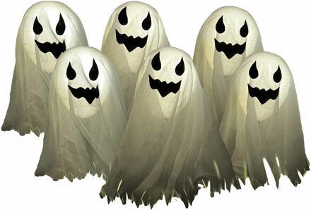 Funny Fashion Halloween LED 6x verlichte spoken - voor buiten in de tuin - op batterijen - 160 x 43 cm