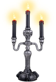 Funny Fashion Halloween LED kandelaar - 3 kaarsen - op batterijen - 17 x 40 cm Multi
