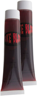 Funny Fashion Halloween nep bloed tube - 2x - horror thema - 34 ml - carnaval/verkleed artikel - wonden maken