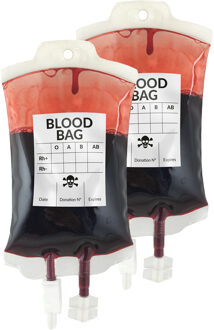 Funny Fashion Halloween nep bloed zak - 2x - ophangbaar - 300 ml - carnaval/verkleed artikel - wonden maken