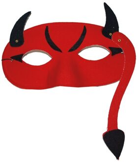 Funny Fashion Halloween Oogmasker duivel met staart - rood - volwassenen/kinderen - met elastiekje