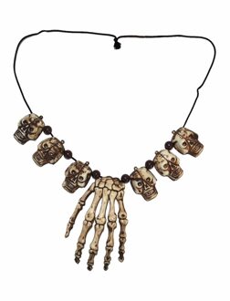 Funny Fashion Halloween thema Ketting - met handje en doodshoofdjes - Dames - sieraden - horror