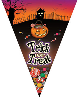 Funny Fashion Halloween thema vlaggetjes - slinger - vlaggenlijn - 500 cm - plastic - Trick or treat