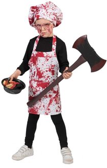 Funny Fashion Halloween verkleed bloederig schort met koksmuts - voor kinderen