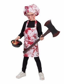 Funny Fashion Halloween verkleed bloederig schort met koksmuts - voor kinderen