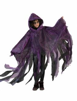 Funny Fashion Halloween verkleed cape/gewaad met kap - Spook/geest - Paars - Voor kinderen - Carnavalskostuums