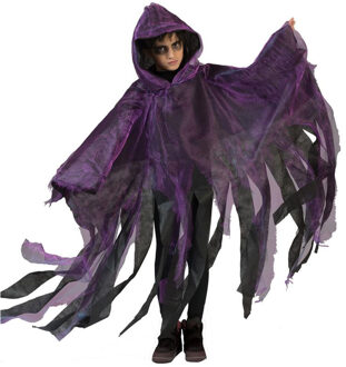 Funny Fashion Halloween verkleed cape/gewaad met kap - Spook/geest - Paars - Voor kinderen - Carnavalskostuums