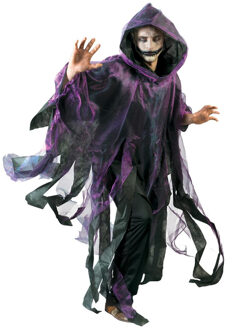 Funny Fashion Halloween verkleed cape/gewaad met kap - Spook/geest - Paars - Voor volwassenen - One size