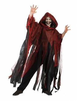 Funny Fashion Halloween verkleed cape/gewaad met kap - Spook/geest - Rood - Voor volwassenen - Carnavalskostuums