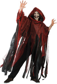 Funny Fashion Halloween verkleed cape/gewaad met kap - Spook/geest - Rood - Voor volwassenen