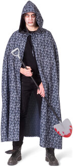 Funny Fashion Halloween verkleed cape met kap - schedels print - Carnaval kostuum/kleding - One size
