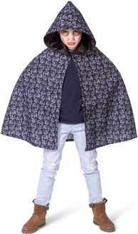 Funny Fashion Halloween verkleed cape met kap - schedels print - Kinder kostuum/kleding Zwart