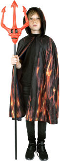 Funny Fashion Halloween verkleed cape met kap - vlammen print - Carnaval kostuum/kleding One size