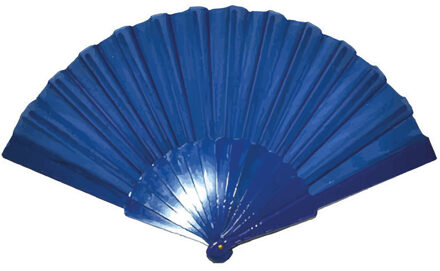 Funny Fashion Handwaaier/Spaanse waaier blauw polyester - Verkleedattributen