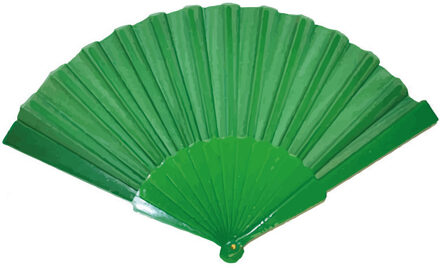 Funny Fashion Handwaaier/spaanse waaier - groen - polyester - Verkoeling in de zomer - 41 x 22 cm